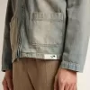 Giacca da uomo in denim effetto consumato con zip Giacca da uomo in denim effetto consumato con zip