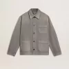 Giacca da uomo in denim grigio con borchie