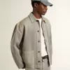Giacca da uomo in denim grigio con borchie