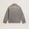 Giacca da uomo in denim grigio con borchie