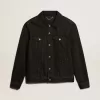 Giacca da uomo in denim nero monolavaggio Giacca da uomo in denim nero monolavaggio