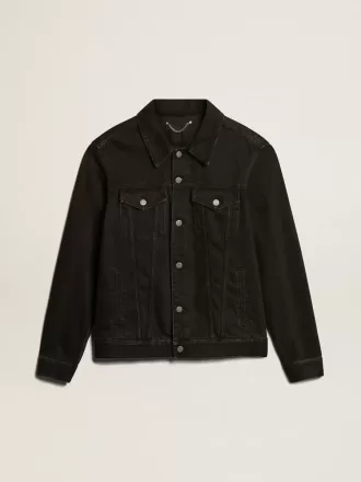 Giacca da uomo in denim nero monolavaggio