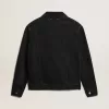 Giacca da uomo in denim nero monolavaggio Giacca da uomo in denim nero monolavaggio