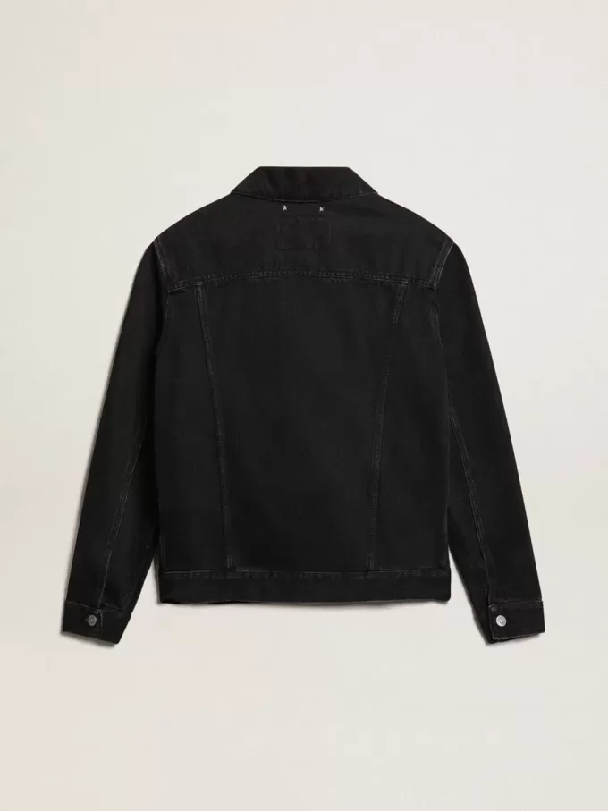 Giacca da uomo in denim nero monolavaggio Giacca da uomo in denim nero monolavaggio