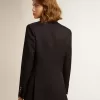 Giacca doppiopetto da donna blu scuro Giacca doppiopetto da donna blu scuro