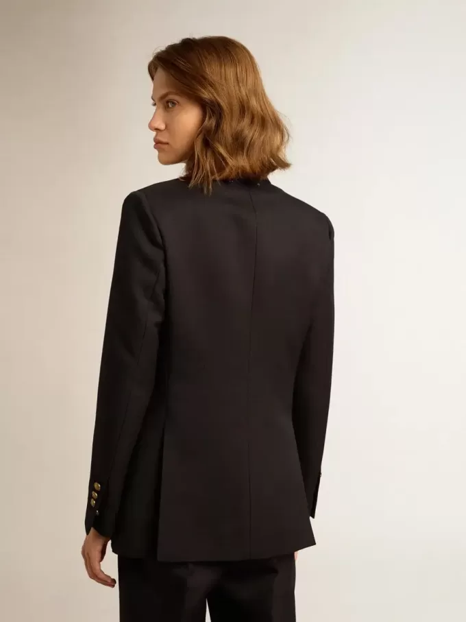 Giacca doppiopetto da donna blu scuro Giacca doppiopetto da donna blu scuro