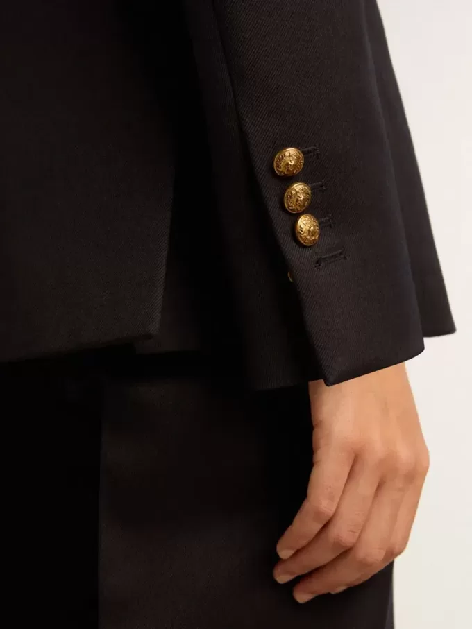 Giacca doppiopetto da donna blu scuro Giacca doppiopetto da donna blu scuro