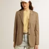 Giacca doppiopetto da donna grigio tortora Giacca doppiopetto da donna grigio tortora