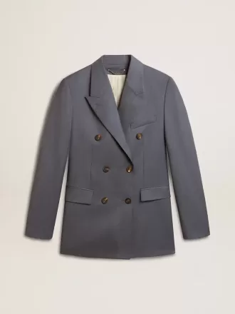 Giacca doppiopetto da donna in azzurro