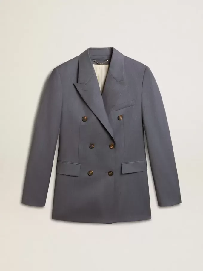 Giacca doppiopetto da donna in azzurro