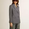 Giacca doppiopetto da donna in azzurro