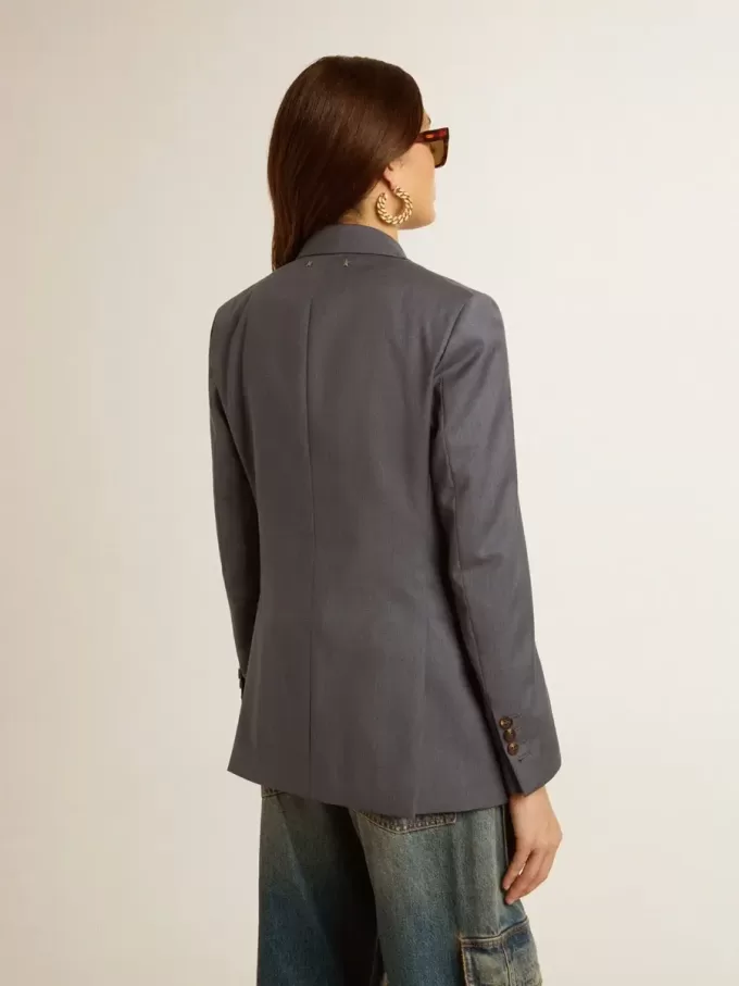 Giacca doppiopetto da donna in azzurro