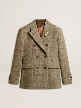 Giacca doppiopetto da donna in lana Shetland