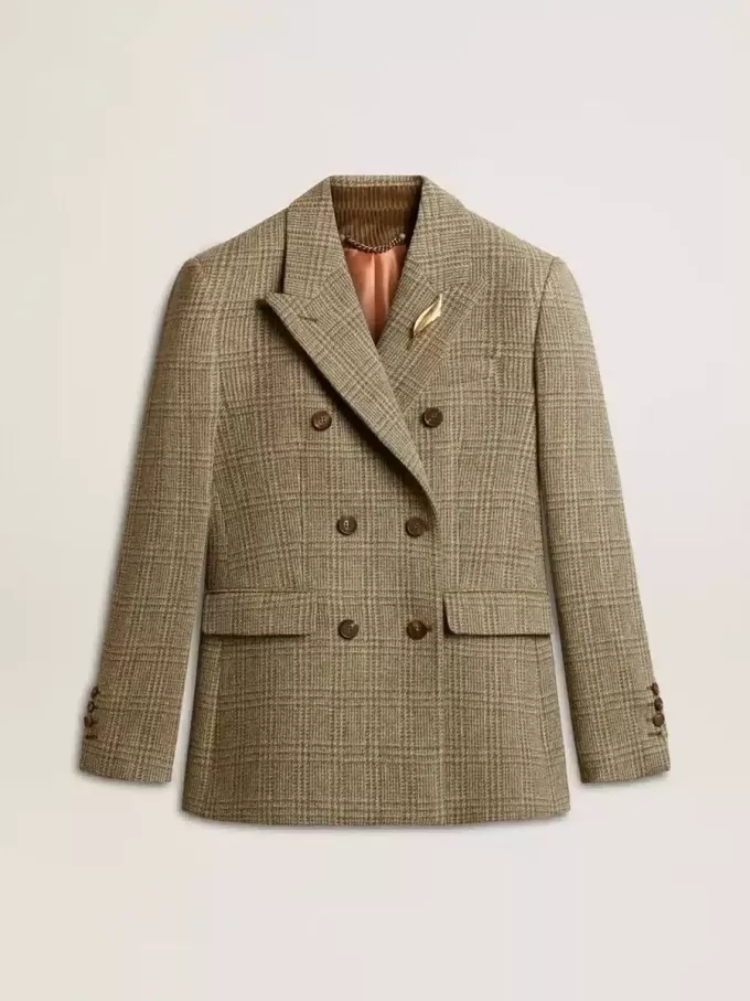 Giacca doppiopetto da donna in lana Shetland