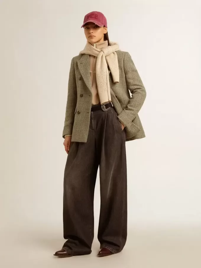 Giacca doppiopetto da donna in lana Shetland