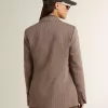 Giacca doppiopetto da donna in misto lana beige a zig zag Giacca doppiopetto da donna in misto lana beige a zig zag
