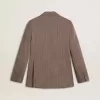 Giacca doppiopetto da donna in misto lana beige a zig zag Giacca doppiopetto da donna in misto lana beige a zig zag