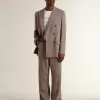 Giacca doppiopetto da uomo in misto lana beige a zig zag Giacca doppiopetto da uomo in misto lana beige a zig zag