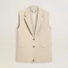 Giacca gilet da donna in misto lana color cachi Giacca gilet da donna in misto lana color cachi