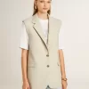 Giacca gilet da donna in misto lana color cachi Giacca gilet da donna in misto lana color cachi
