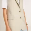 Giacca gilet da donna in misto lana color cachi Giacca gilet da donna in misto lana color cachi