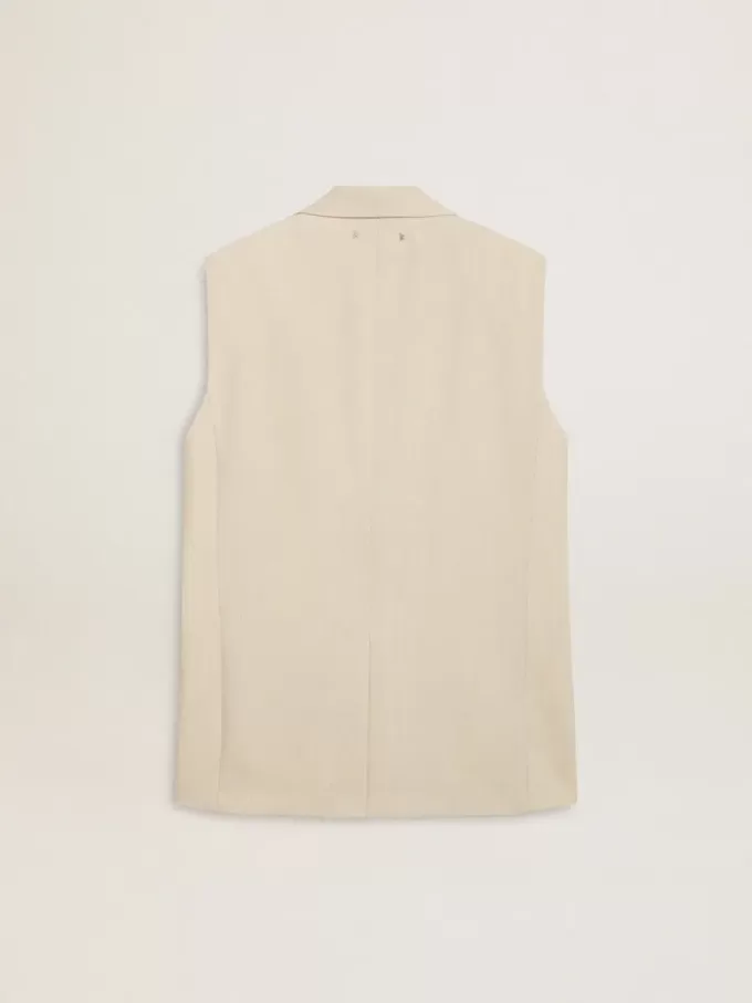 Giacca gilet da donna in misto lana color cachi Giacca gilet da donna in misto lana color cachi