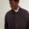Giacca in denim da uomo con dettagli consumati e collo in pelle Giacca in denim da uomo con dettagli consumati e collo in pelle