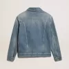 Giacca in denim da uomo con lavaggio medio Giacca in denim da uomo con lavaggio medio