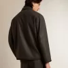 Giacca in lana grigio melange con chiusura a bottoni