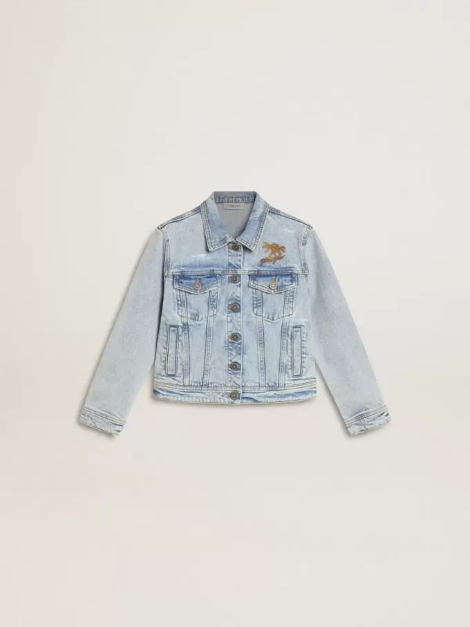 Giacca leggera in denim con ricami Giacca leggera in denim con ricami