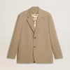 Giacca monopetto da uomo beige gessata con vestibilità oversize Giacca monopetto da uomo beige gessata con vestibilità oversize