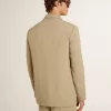 Giacca monopetto da uomo beige gessata con vestibilità oversize Giacca monopetto da uomo beige gessata con vestibilità oversize
