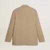 Giacca monopetto da uomo beige gessata con vestibilità oversize Giacca monopetto da uomo beige gessata con vestibilità oversize
