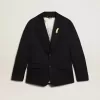 Giacca monopetto da uomo in gabardine di lana blu scuro Giacca monopetto da uomo in gabardine di lana blu scuro
