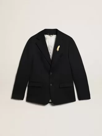 Giacca monopetto da uomo in gabardine di lana blu scuro