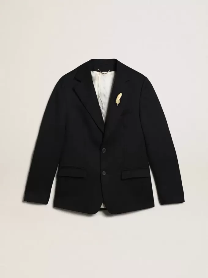 Giacca monopetto da uomo in gabardine di lana blu scuro Giacca monopetto da uomo in gabardine di lana blu scuro