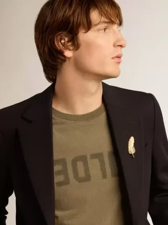 Giacca monopetto da uomo in gabardine di lana blu scuro