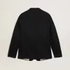 Giacca monopetto da uomo in gabardine di lana blu scuro Giacca monopetto da uomo in gabardine di lana blu scuro