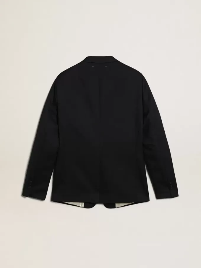 Giacca monopetto da uomo in gabardine di lana blu scuro Giacca monopetto da uomo in gabardine di lana blu scuro