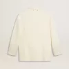 Giacca oversize monopetto bianca con effetto seta e ricami