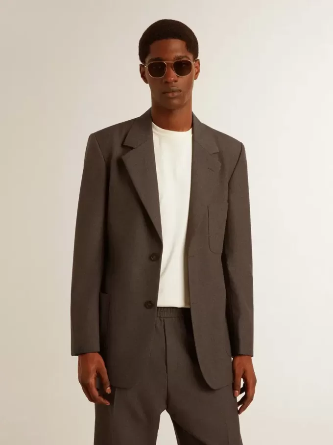 Giacca sartoriale da uomo in lana vergine grigio antracite Giacca sartoriale da uomo in lana vergine grigio antracite