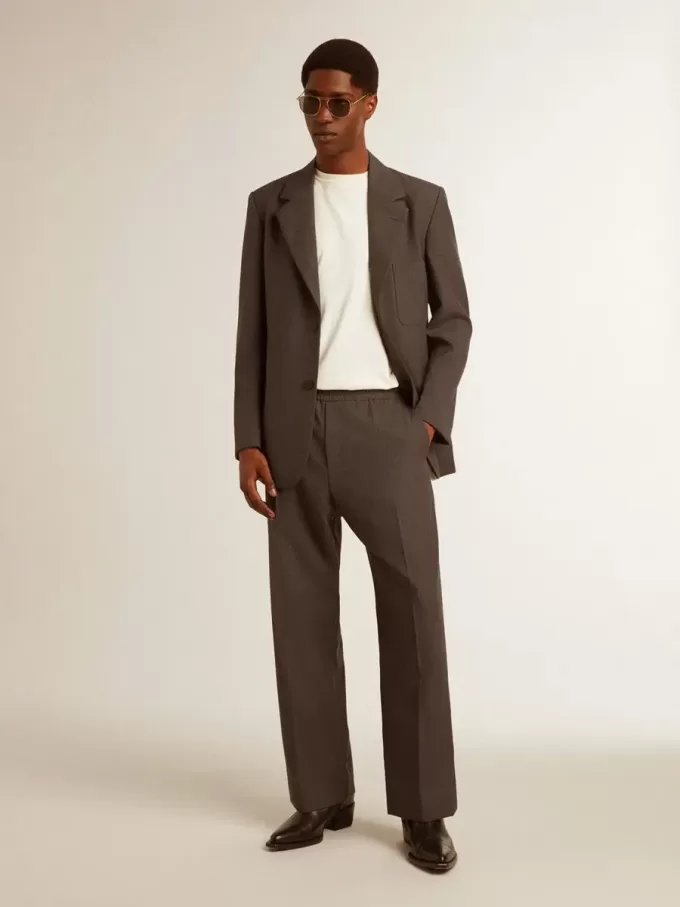 Giacca sartoriale da uomo in lana vergine grigio antracite Giacca sartoriale da uomo in lana vergine grigio antracite
