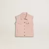 Gilet in denim rosa da bambina