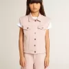 Gilet in denim rosa da bambina