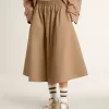 Gonna a ruota beige da donna