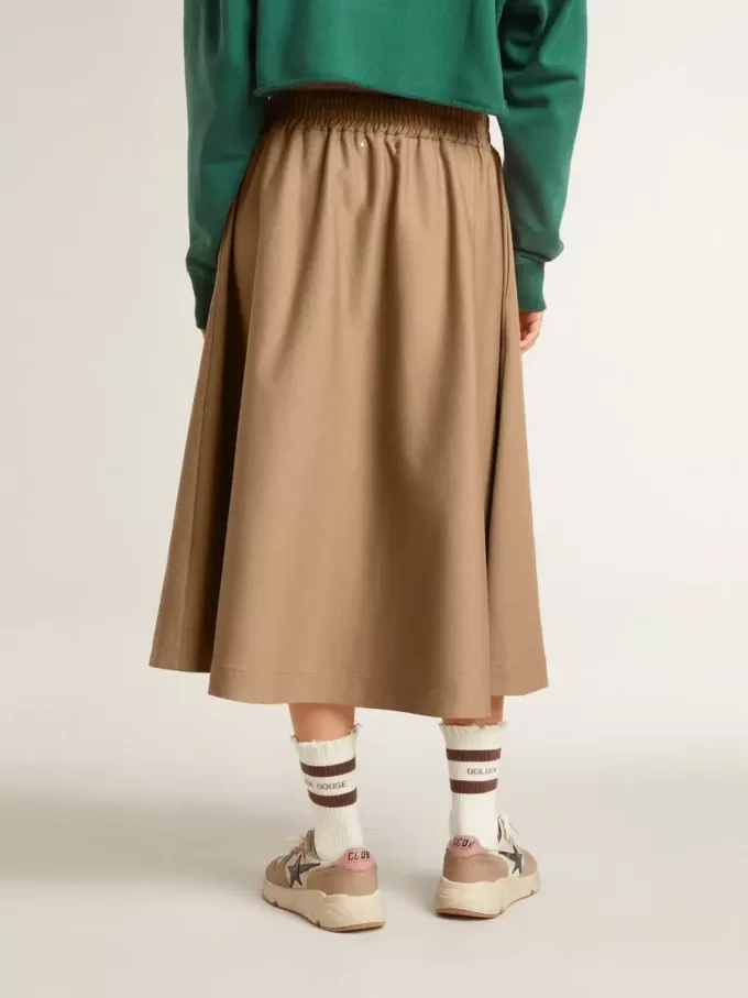 Gonna a ruota beige da donna
