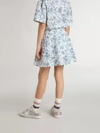 Gonna bianca da bambina con stampa blu Gonna bianca da bambina con stampa blu