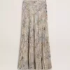 Gonna lunga a pieghe da donna con stampa floreale multicolore in paillettes
