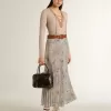 Gonna lunga a pieghe da donna con stampa floreale multicolore in paillettes