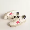 Hi Star con stella in pelle fucsia e tallone blu glitterato